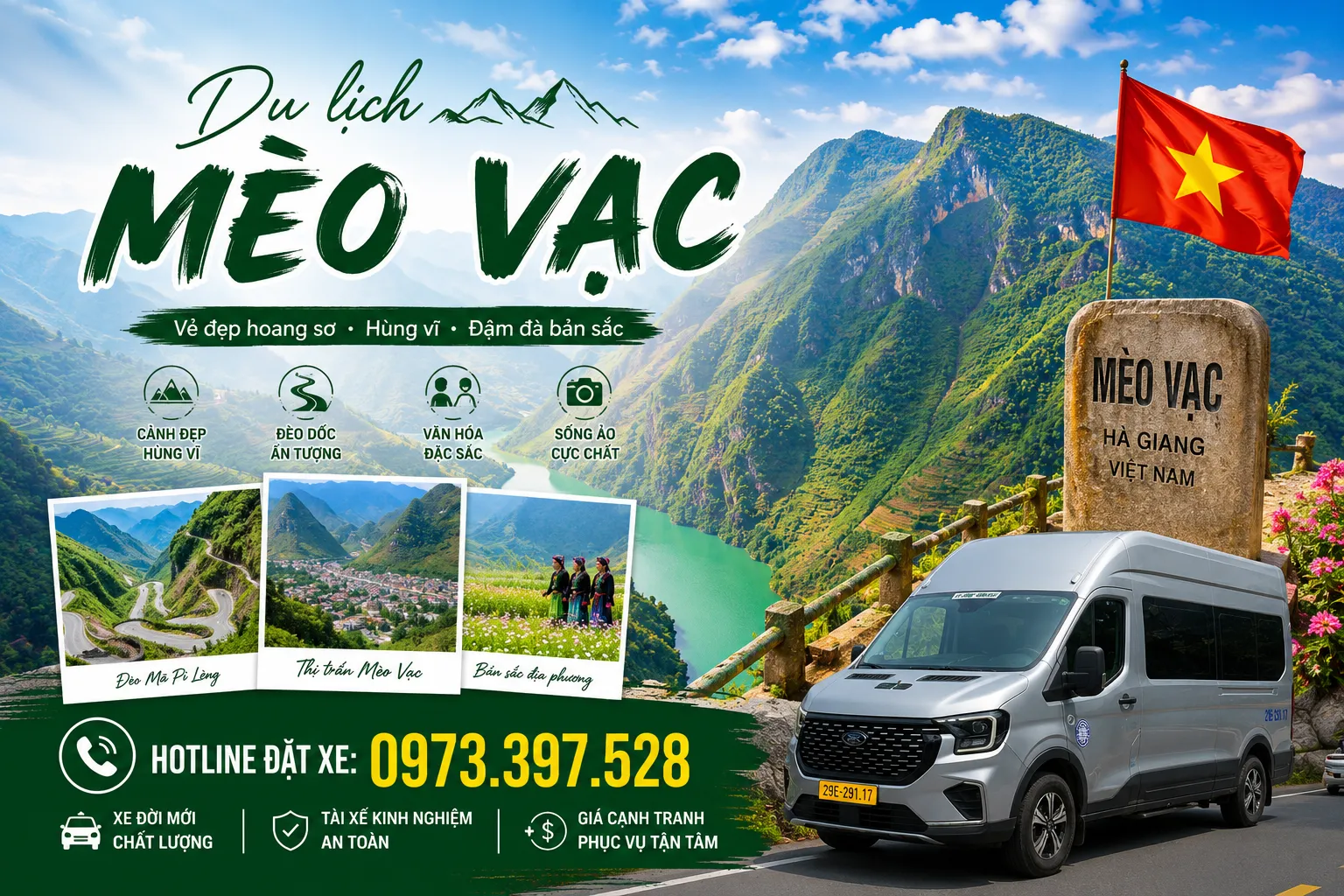 Du lịch Mèo Vạc bằng xe 16 chỗ