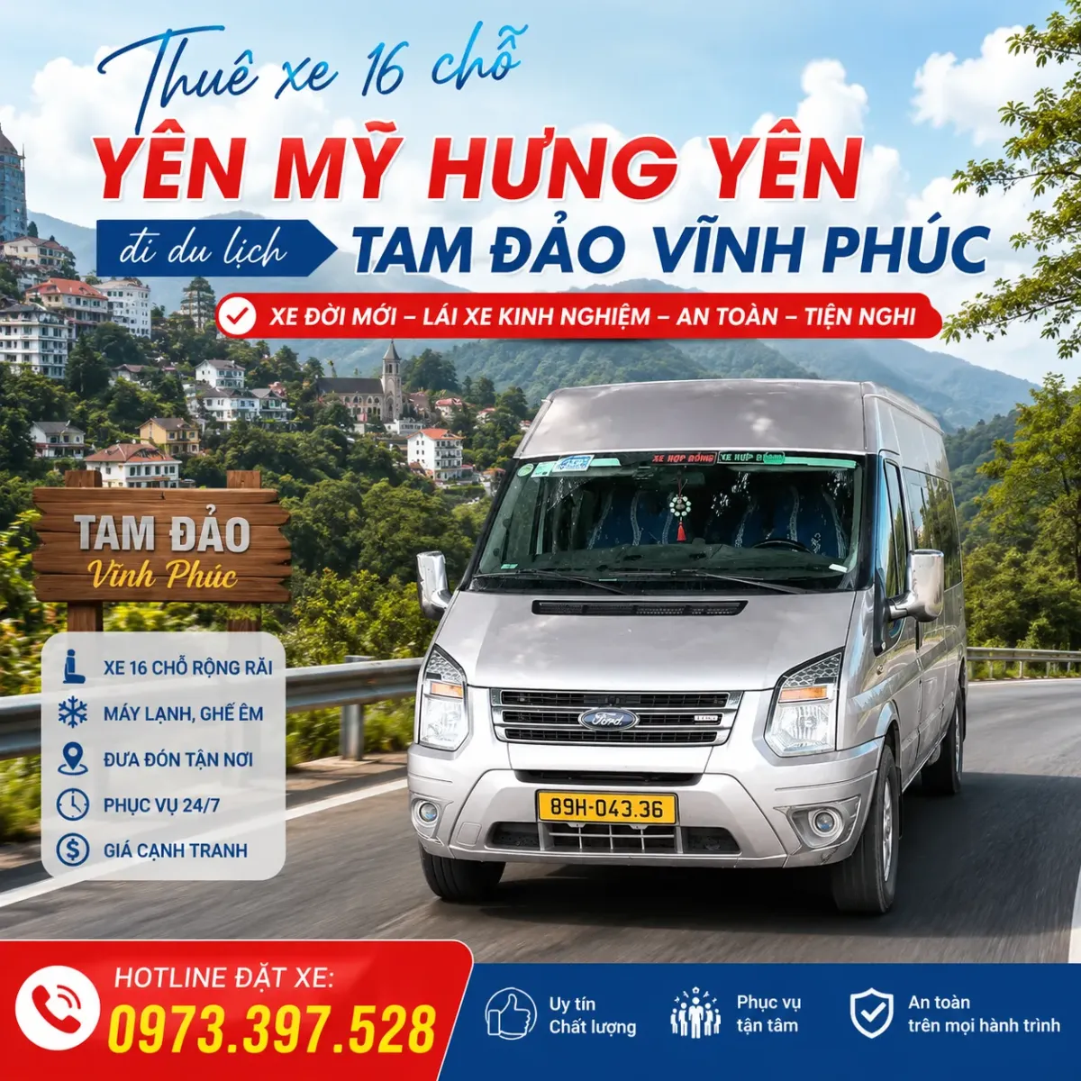 Thuê xe 16 chỗ Yên Mỹ Hưng Yên đi du lịch Tam Đảo Vĩnh Phúc