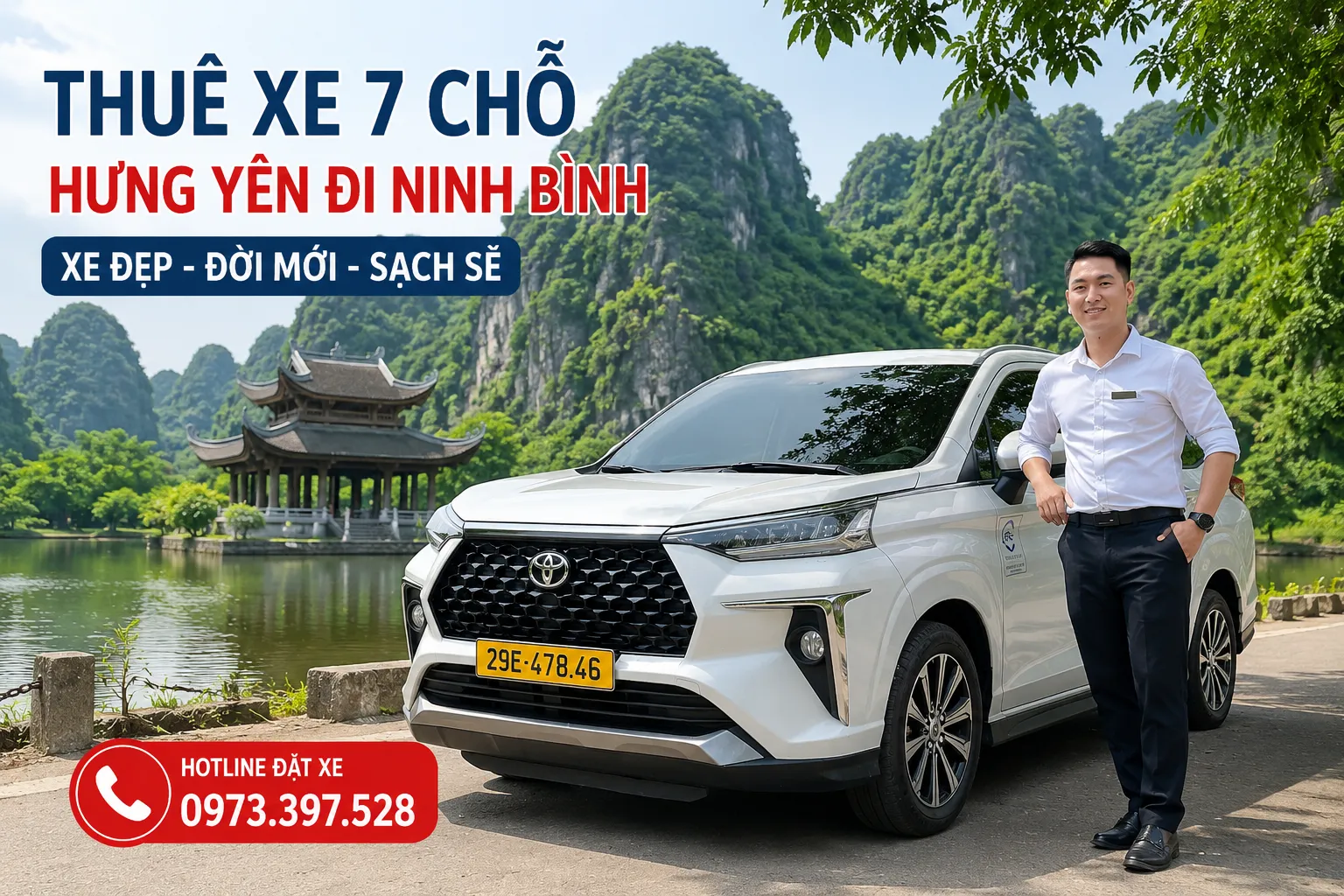 Thuê xe 7 chỗ Hưng Yên đi Ninh Bình Thuê xe 7 chỗ Hưng Yên đi Ninh Bình