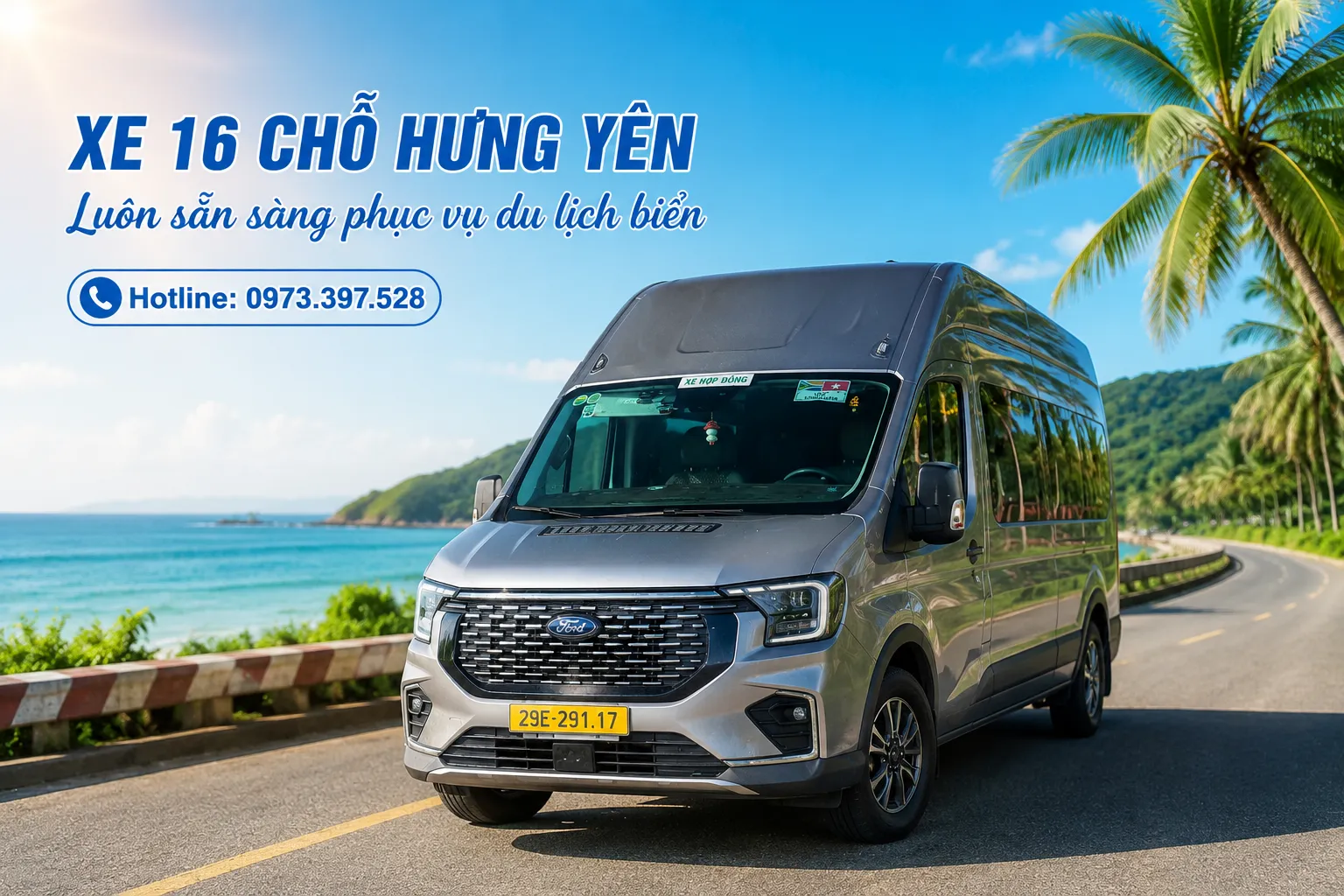 Xe 16 chỗ Hưng Yên phục vụ du lịch biển