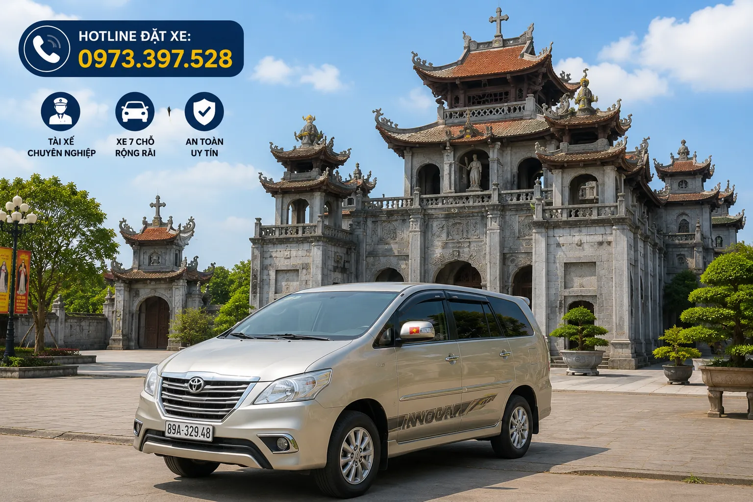 Xe 7 chỗ đi nhà thờ đá Phát Diệm